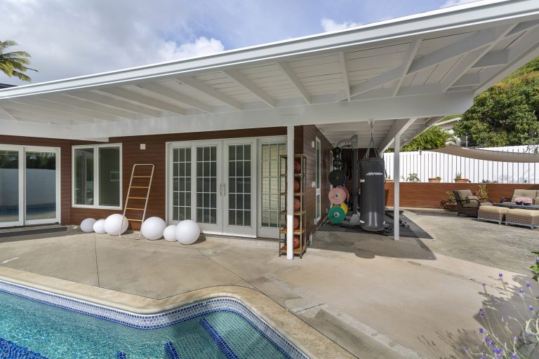 Residential home with metal plank siding